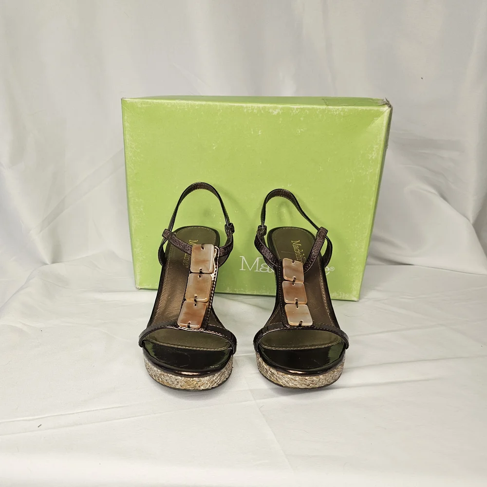 Madeline Brown Wedge Sandals with Ankle Strap